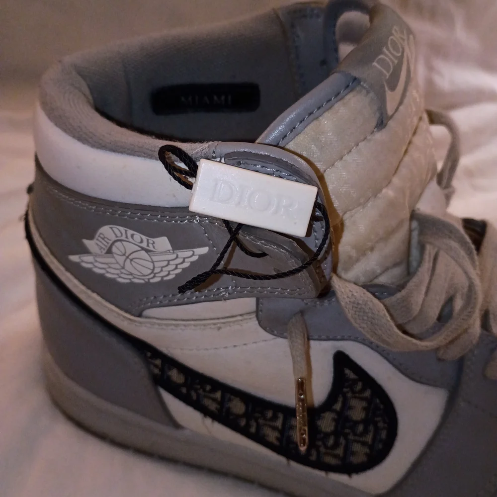 DiorxNike Gray and White High-Top Sneakers - Picture 5 of 8